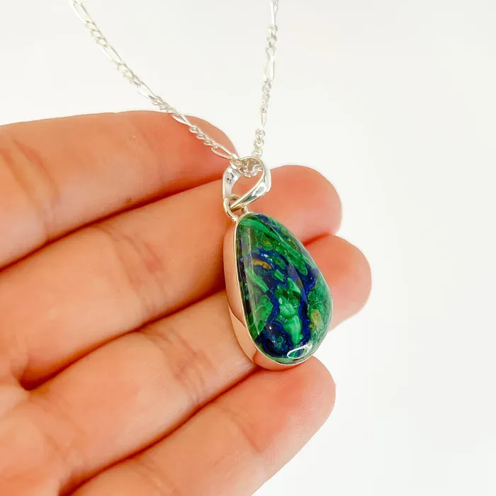 Malachite Azurite Sterling Silver Necklace Magic Crystals Necklaces