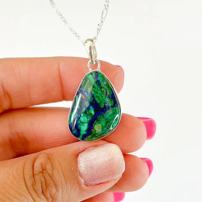Malachite Azurite Sterling Silver Necklace Magic Crystals Necklaces