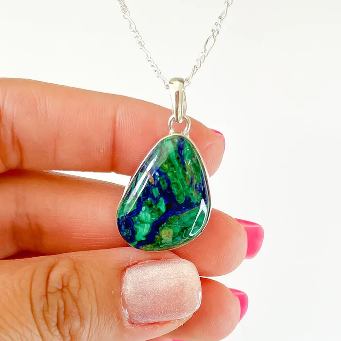 Malachite Azurite Sterling Silver Necklace Magic Crystals Necklaces