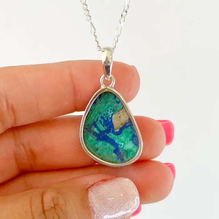 Malachite Azurite Sterling Silver Necklace Magic Crystals Necklaces