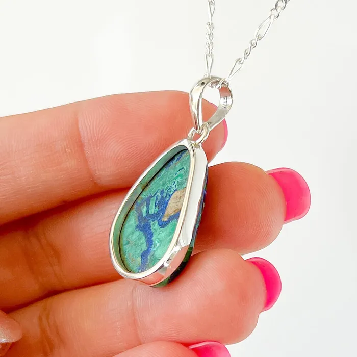 Malachite Azurite Sterling Silver Necklace Magic Crystals Necklaces