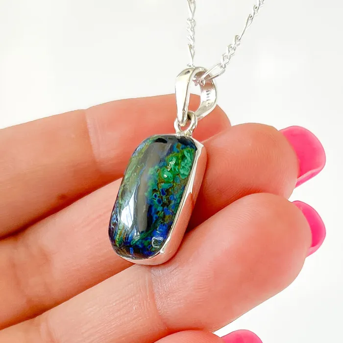 Malachite Azurite Sterling Silver Necklace Magic Crystals Necklaces