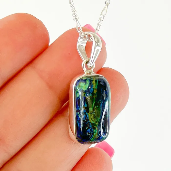 Malachite Azurite Sterling Silver Necklace Magic Crystals Necklaces