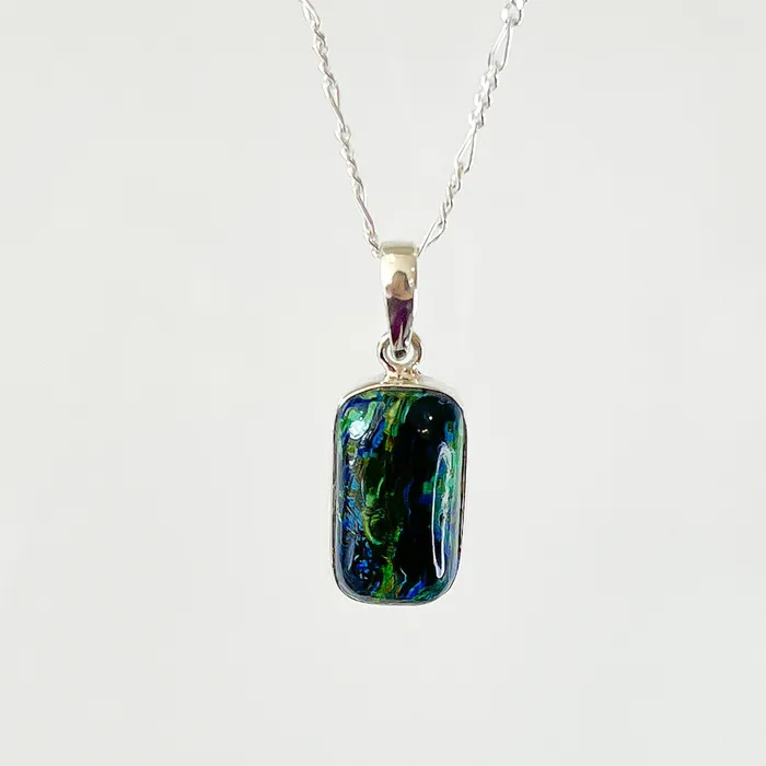 Malachite Azurite Sterling Silver Necklace Magic Crystals Necklaces