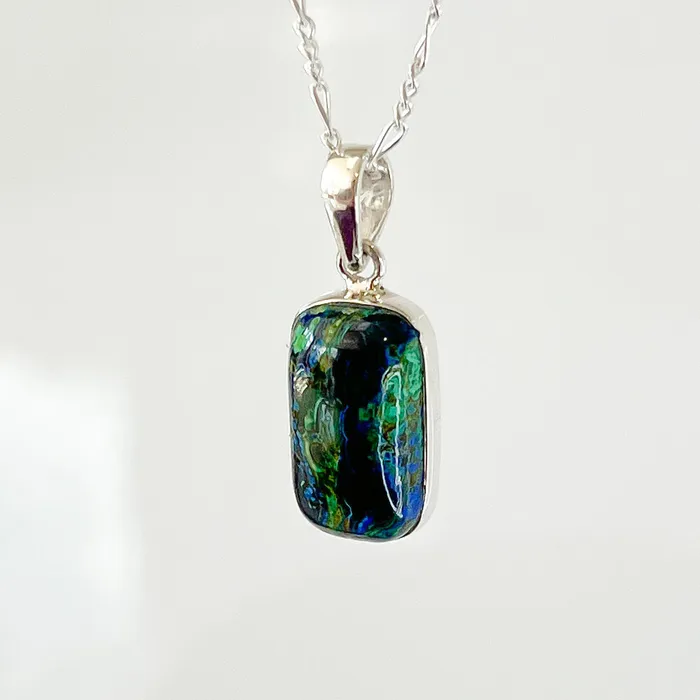 Malachite Azurite Sterling Silver Necklace Magic Crystals Necklaces