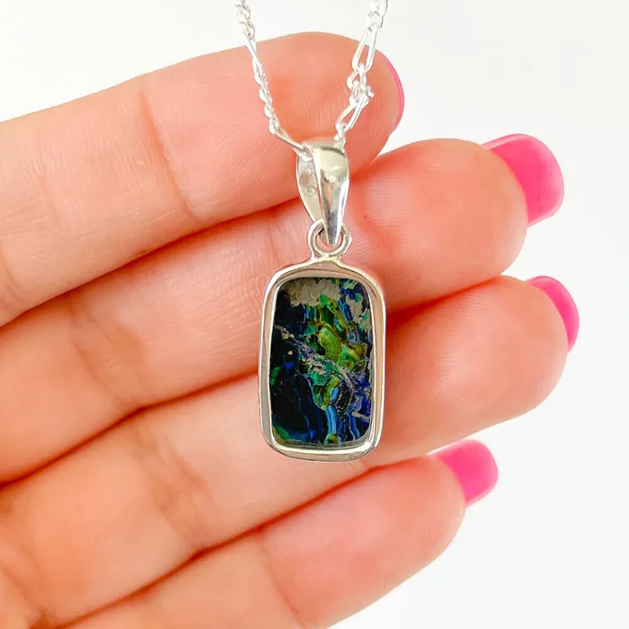 Malachite Azurite Sterling Silver Necklace Magic Crystals Necklaces