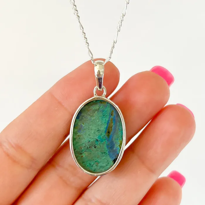 Malachite Azurite Sterling Silver Necklace Magic Crystals Necklaces