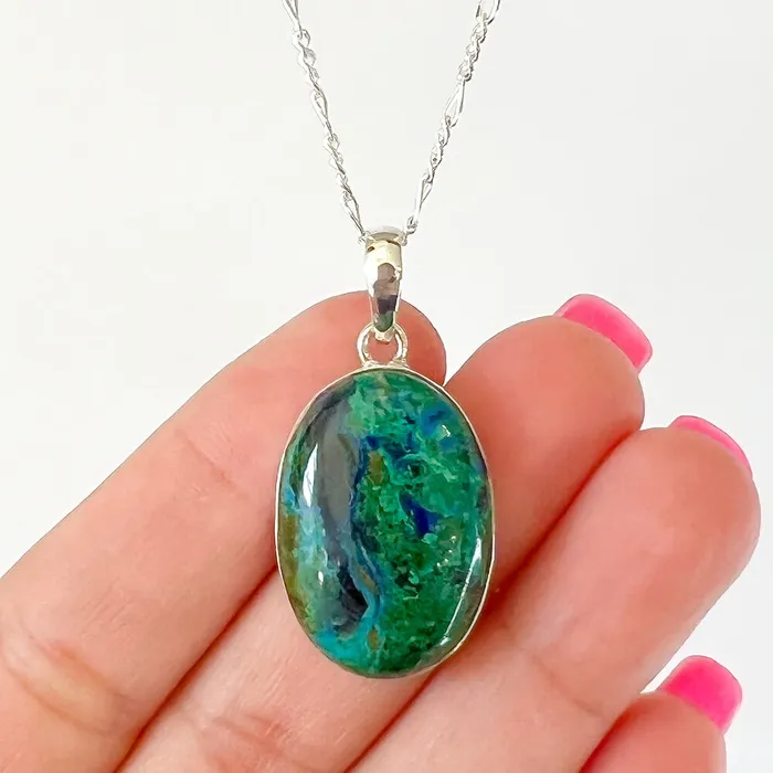 Malachite Azurite Sterling Silver Necklace Magic Crystals Necklaces