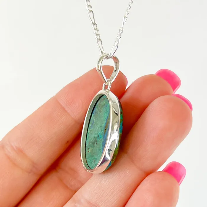 Malachite Azurite Sterling Silver Necklace Magic Crystals Necklaces