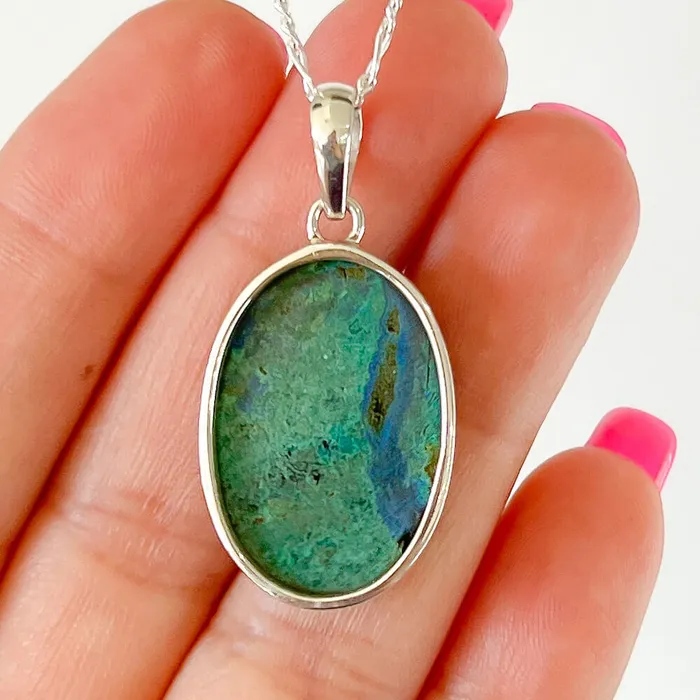 Malachite Azurite Sterling Silver Necklace Magic Crystals Necklaces