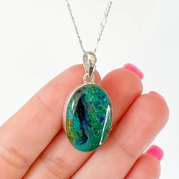 Malachite Azurite Sterling Silver Necklace Magic Crystals Necklaces