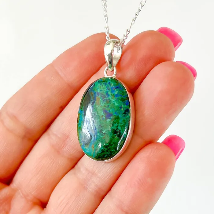 Malachite Azurite Sterling Silver Necklace Magic Crystals Necklaces