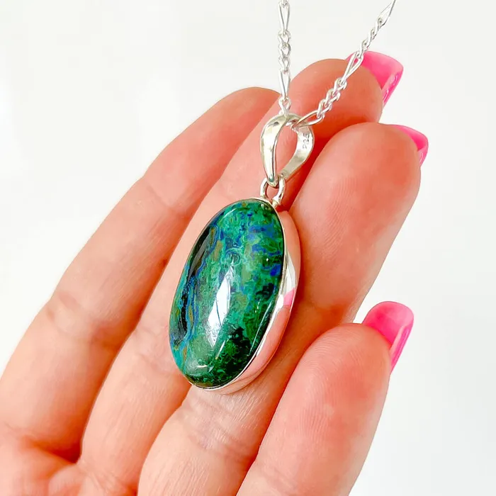 Malachite Azurite Sterling Silver Necklace Magic Crystals Necklaces