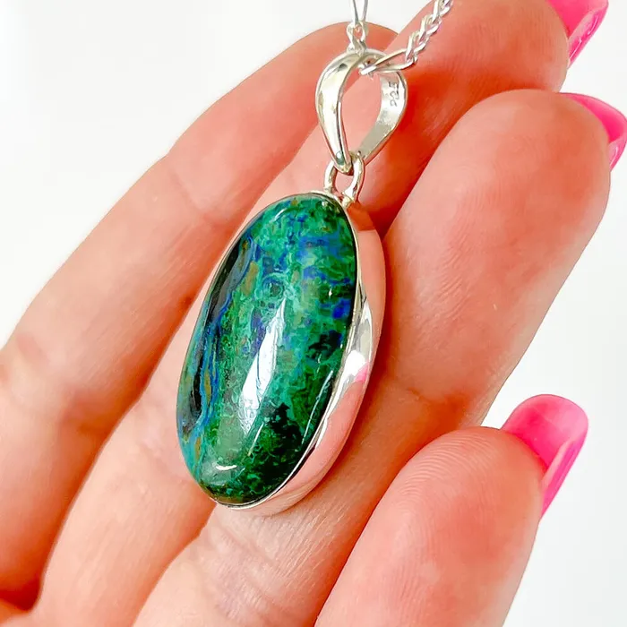 Malachite Azurite Sterling Silver Necklace Magic Crystals Necklaces