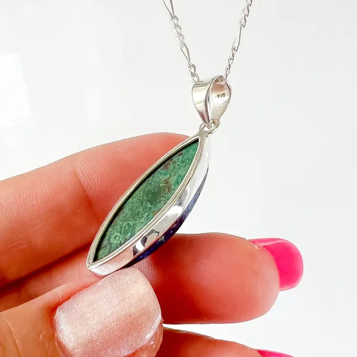 Malachite Azurite Sterling Silver Necklace Magic Crystals Necklaces