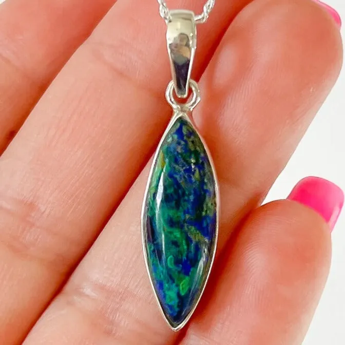 Malachite Azurite Sterling Silver Necklace Magic Crystals Necklaces