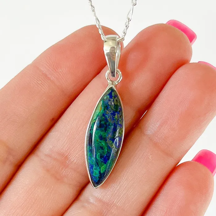 Malachite Azurite Sterling Silver Necklace Magic Crystals Necklaces