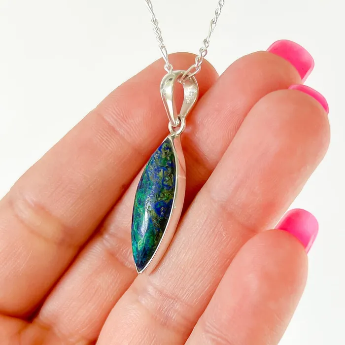 Malachite Azurite Sterling Silver Necklace Magic Crystals Necklaces
