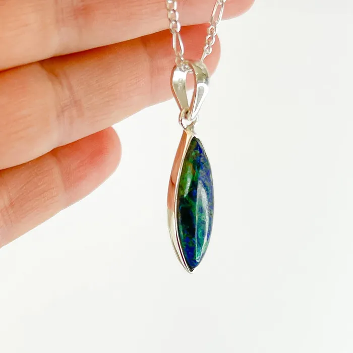 Malachite Azurite Sterling Silver Necklace Magic Crystals Necklaces