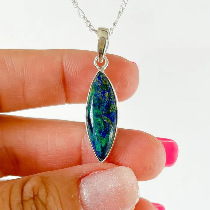 Malachite Azurite Sterling Silver Necklace Magic Crystals Necklaces