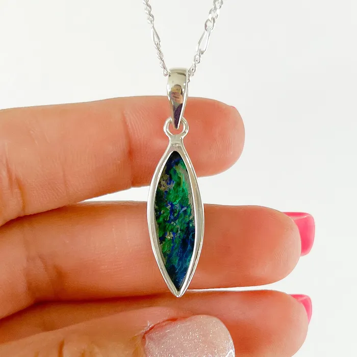 Malachite Azurite Sterling Silver Necklace Magic Crystals Necklaces