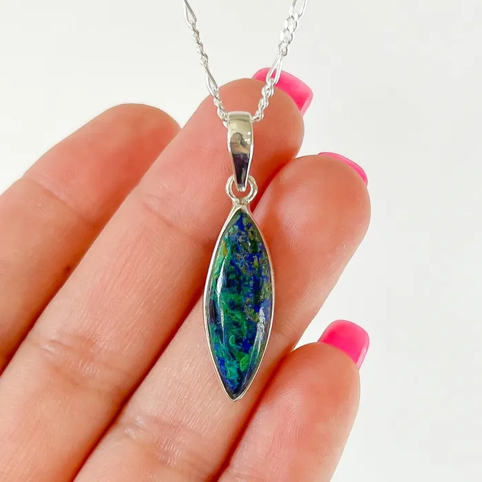 Malachite Azurite Sterling Silver Necklace Magic Crystals Necklaces