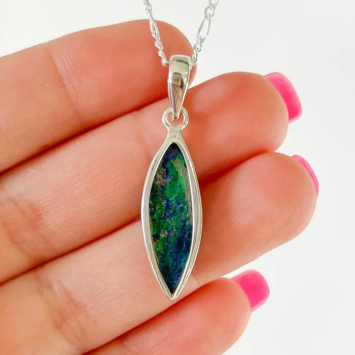 Malachite Azurite Sterling Silver Necklace Magic Crystals Necklaces