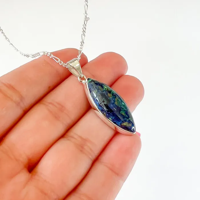 Malachite Azurite Sterling Silver Necklace Magic Crystals Necklaces