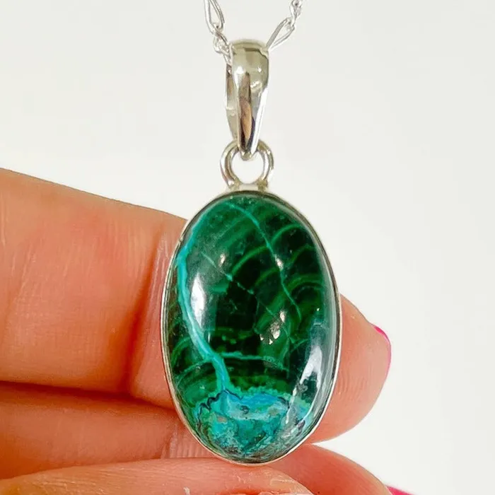 Malachite Azurite Sterling Silver Necklace Magic Crystals Necklaces