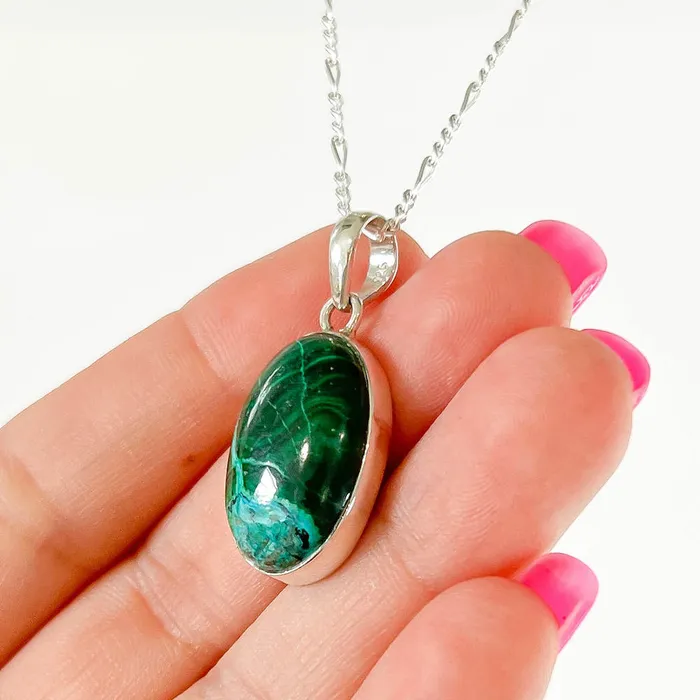 Malachite Azurite Sterling Silver Necklace Magic Crystals Necklaces