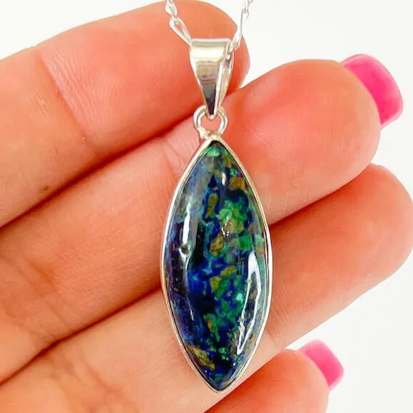 Malachite Azurite Sterling Silver Necklace Magic Crystals Necklaces