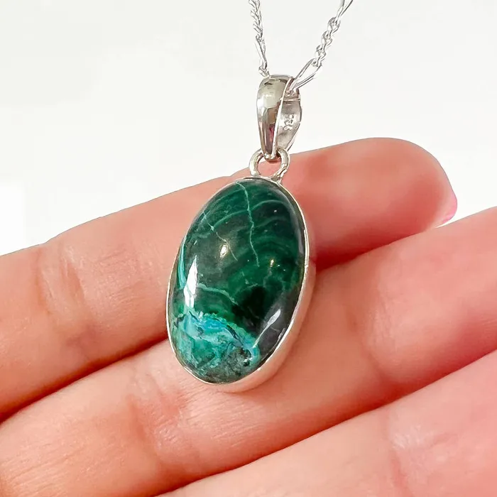 Malachite Azurite Sterling Silver Necklace Magic Crystals Necklaces