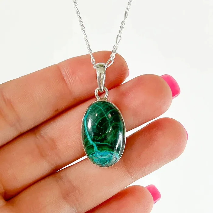 Malachite Azurite Sterling Silver Necklace Magic Crystals Necklaces