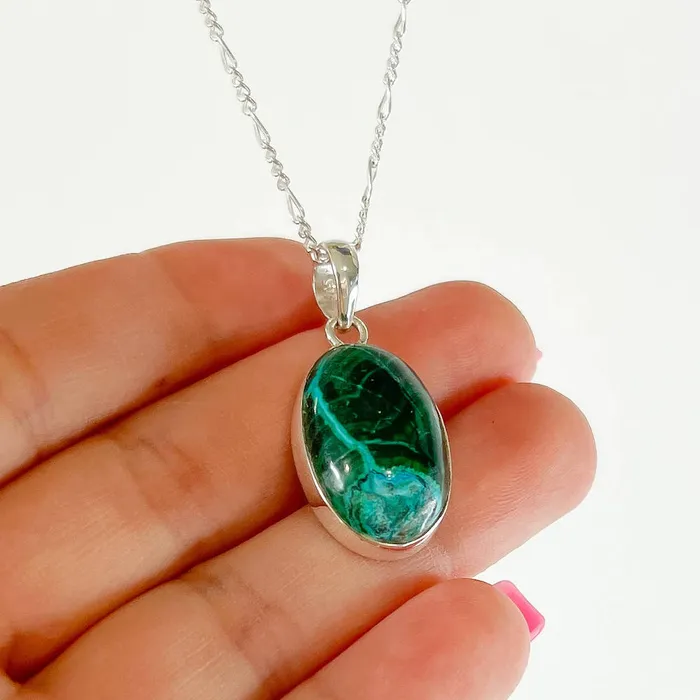 Malachite Azurite Sterling Silver Necklace Magic Crystals Necklaces