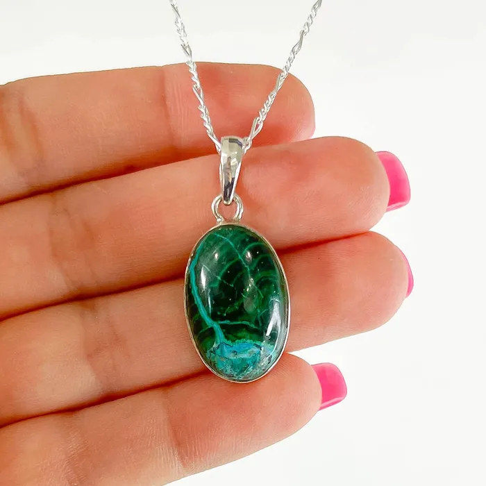 Malachite Azurite Sterling Silver Necklace Magic Crystals Necklaces