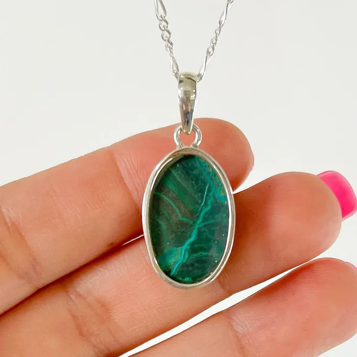 Malachite Azurite Sterling Silver Necklace Magic Crystals Necklaces