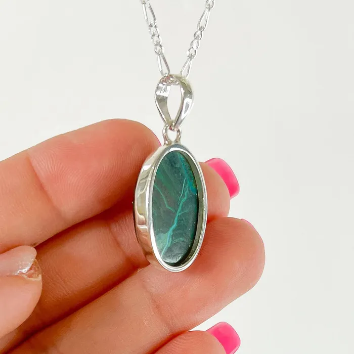 Malachite Azurite Sterling Silver Necklace Magic Crystals Necklaces