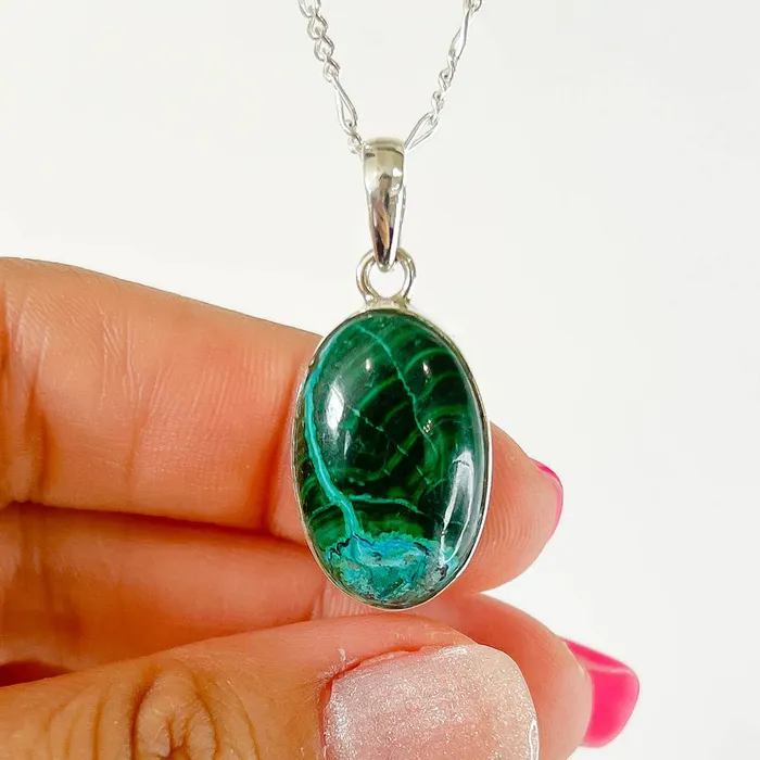 Malachite Azurite Sterling Silver Necklace Magic Crystals Necklaces