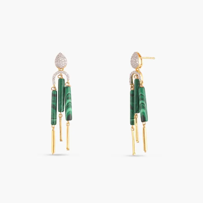 Malachite Striking Silver Drop Earrings SILVER Earrings
