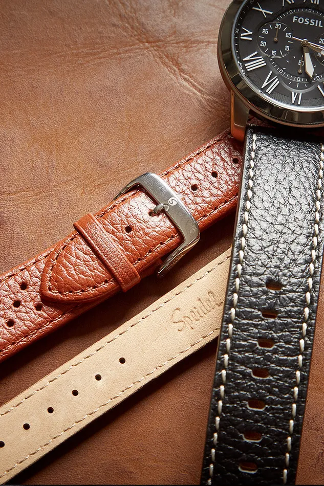 Mens Square Tip Padded Oiled Leather Band Speidel Rings