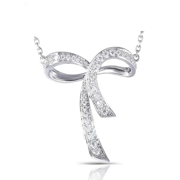 Moissanite Bow Necklace Platinum Plated Silver Luxus Moissanite Rings Jewelry Necklaces