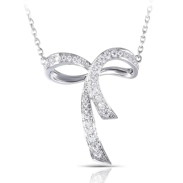 Moissanite Bow Necklace Platinum Plated Silver Luxus Moissanite Rings Jewelry Necklaces