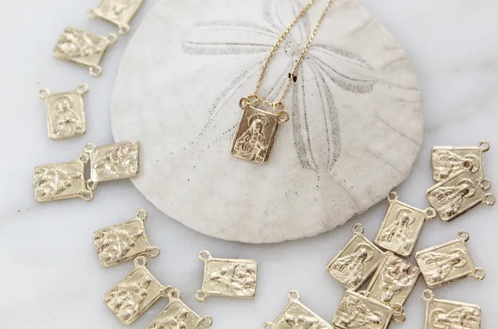 Necklaces 14k Gold Scapular Necklace TheLittleCatholic