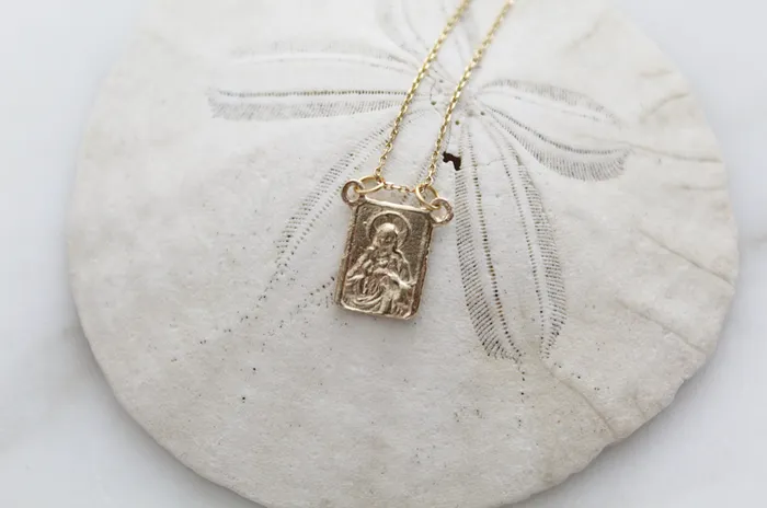 Necklaces 14k Gold Scapular Necklace TheLittleCatholic