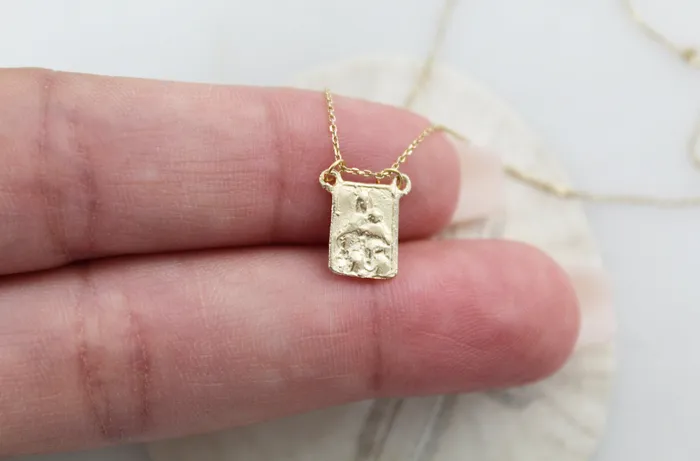 Necklaces 14k Gold Scapular Necklace TheLittleCatholic