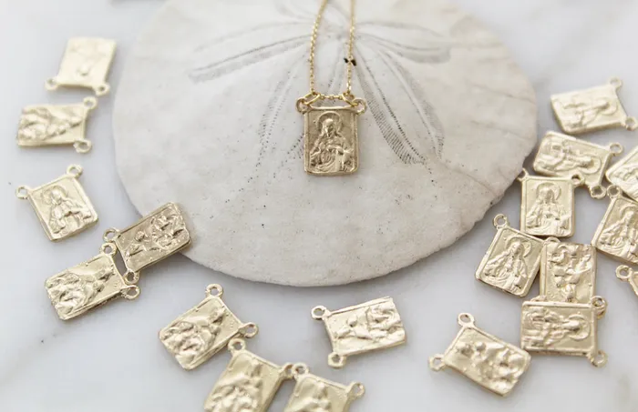Necklaces 14k Gold Scapular Necklace TheLittleCatholic