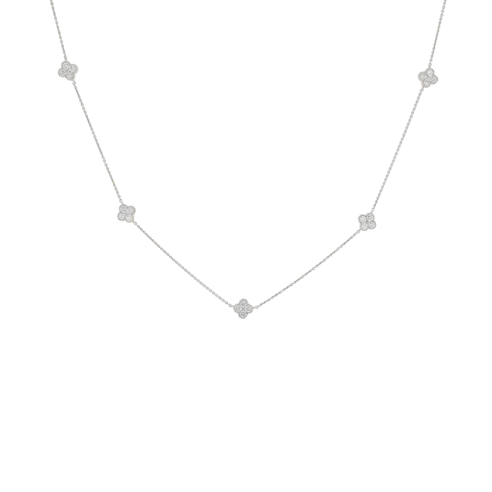Necklaces 14K White Gold Quatrefoil Milgrain Station Necklace Shop IDC estore Necklaces 14K White Gold Quatrefoil Milgrain Station Necklace Shop IDC estore