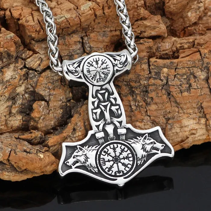Necklaces AE Thors Hammer Necklace Asgards Wolves
