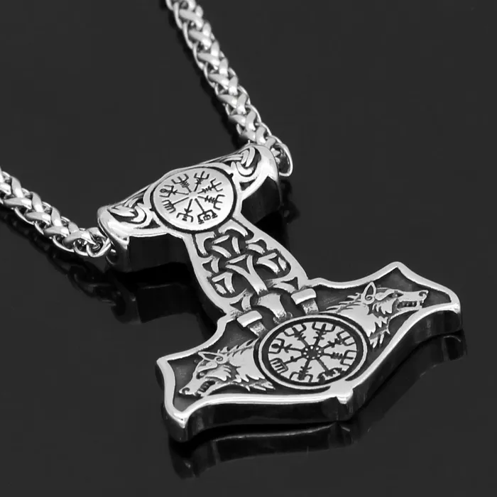 Necklaces AE Thors Hammer Necklace Asgards Wolves
