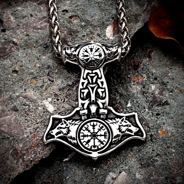 Necklaces AE Thors Hammer Necklace Asgards Wolves